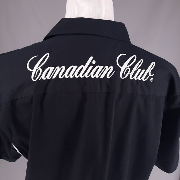 Canadian Club Whiskey Black Camp Shirt Men's Size XL Embroidered Spell out - Picture 6 of 9